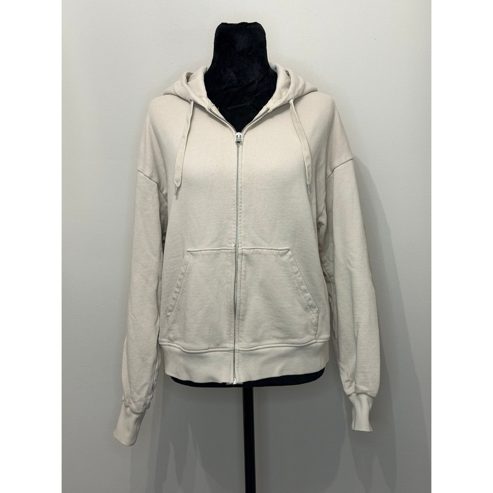 Light beige full-zip hoodie - M